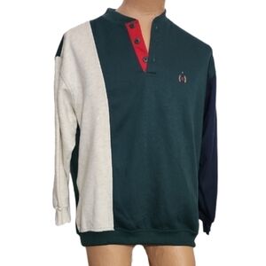Bugle Boy Pullover Monogram BBC Sport Colorblock Green Size M